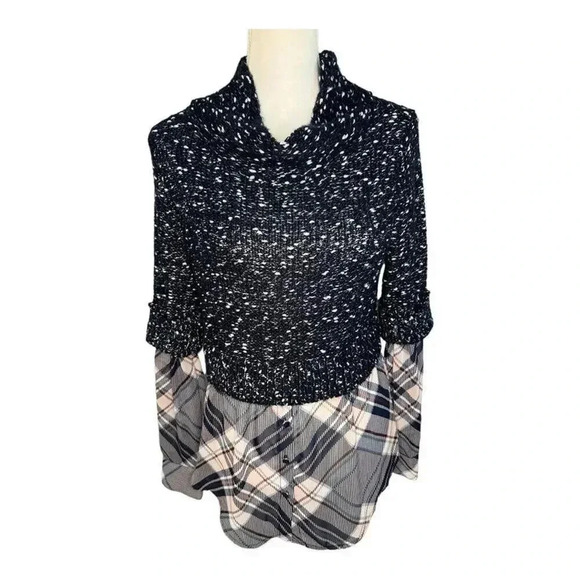 New‎ York & Company Women’s Small 2-in-1 Cowl Neck Sweater Button Down Combo - Picture 1 of 7